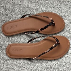 J. Crew Tortoise Patent Thong Sandals- 8